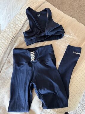 RUMBLE X 9 2 5 Navy Sports Bra and High-Waist Leggings Set